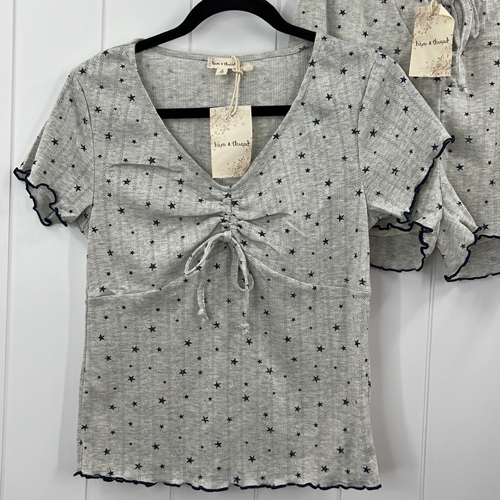 🆕Hem & Thread Pontelle Lounge Wear Star Print Ruched Front Detail S,M & L Sets - Picture 4 of 6